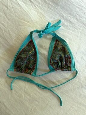 Turquoise Paisley Halter Bikini Top - Women Swim Bikini